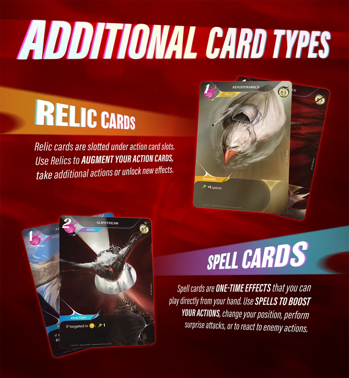 Relic and spell cards.